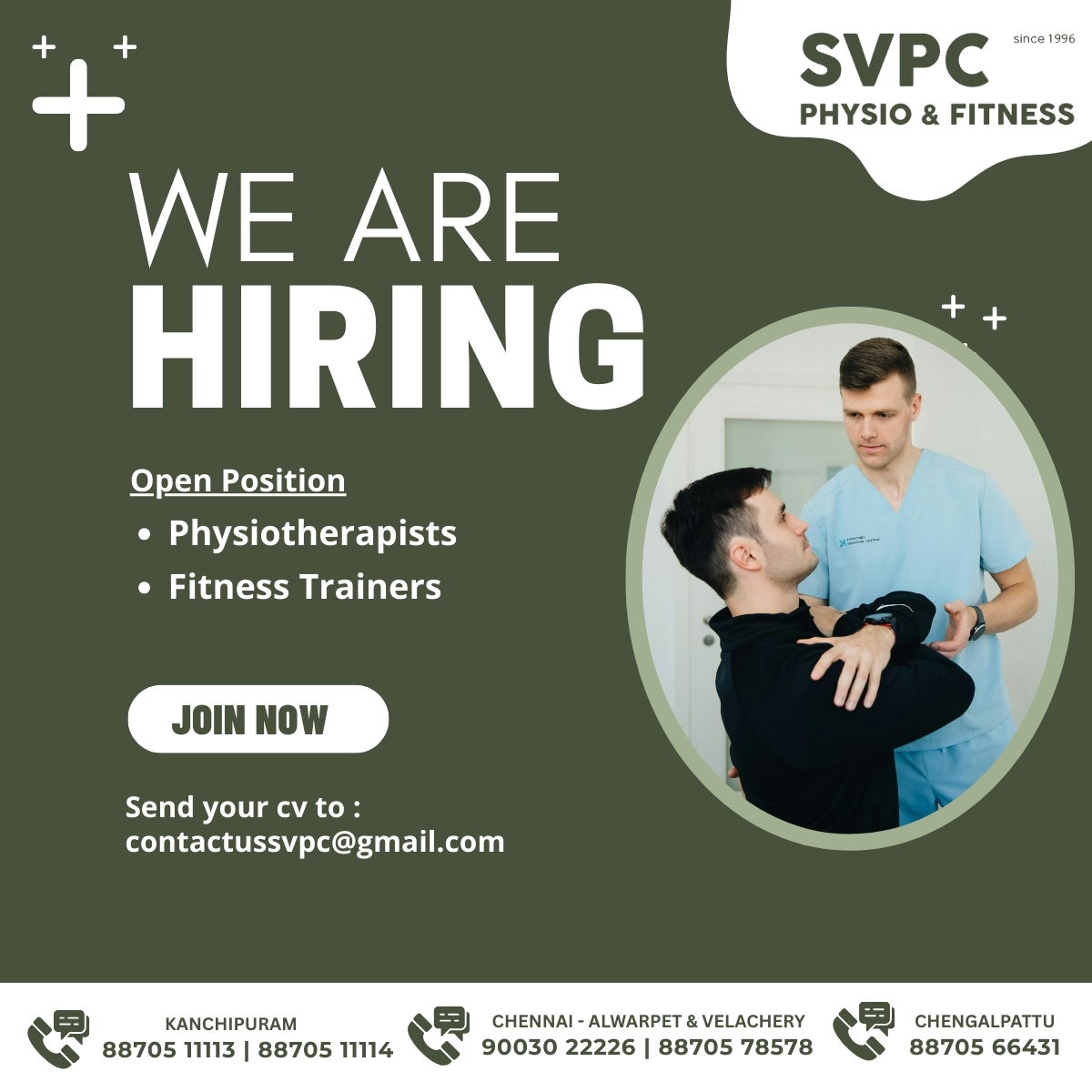 SVPC is Hiring – Physiotherapists and Fitness Trainers